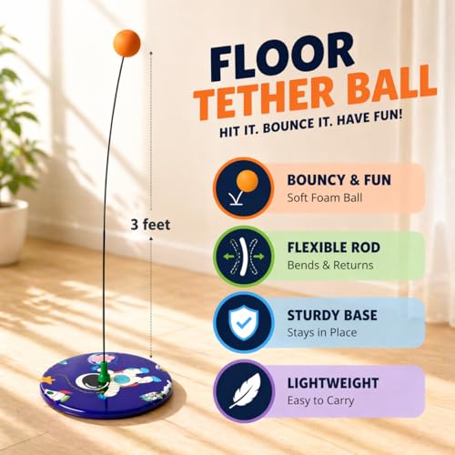 Goyal's Rebound Table Tennis Trainer Set, Self Training with Elastic Soft Shaft Ping Pong Ball, Portable Wiff Waff Table Tennis Trainer for Indoor Outdoor for 1 & 2 Players Game - Image 4