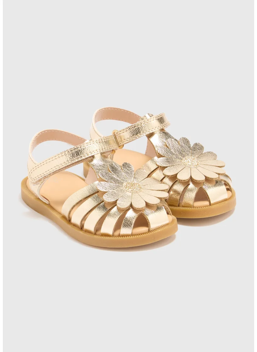 Matalan Girls Gold Daisy Caged Sandals
