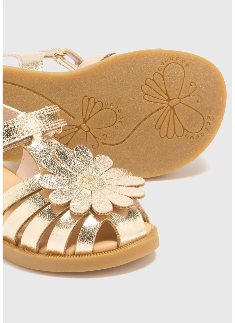 Matalan Girls Gold Daisy Caged Sandals