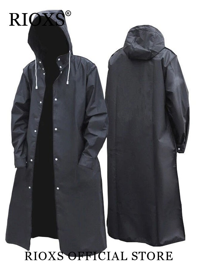 RIOXS 3 Pcs Adults Men And Women Waterproof Raincoat Portable Eva Long Rain Ponchos With Hoods Elastic Sleeves Lightweight Rainwear Cape Reusable For Outdoor Cycling Hiking Camping Climbing  - Image 2