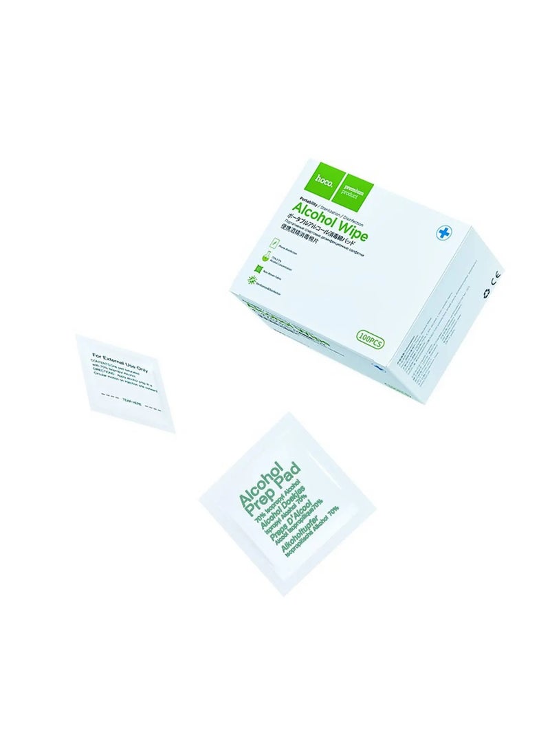 Hoco Portable Alcohol Disinfection Cotton Wipes (100pcs) / Mild Cleaning Performance / Daily Hygiene Companion / Soft Non-Woven Fabric / 75% Alcohol for Bacterial Protection - Image 1