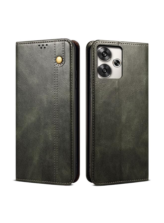 The Bros Case For Xiaomi Redmi Turbo 3 Oil Wax Crazy Horse Texture Leather Phone Case