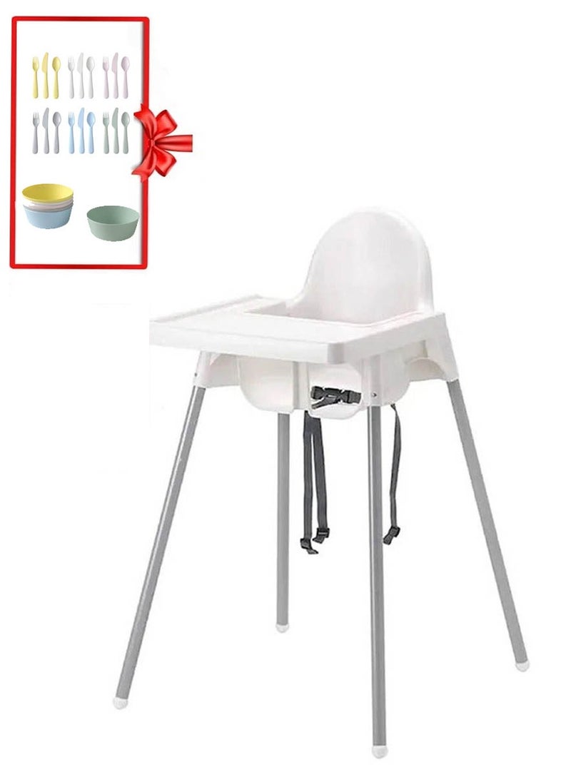 co arma Adjustable high chair set with tray, eating utensils and safety belt for children  - Image 1