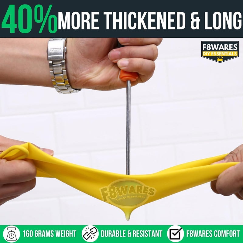 F8WARES قفازات السميكة والمتينة من مادة اللاتكس المطاطي/قفازات البستنة الطويلة لأعمال الحديقة المنزلية والزراعة، عبوة زوج واحد أصفر - Image 2