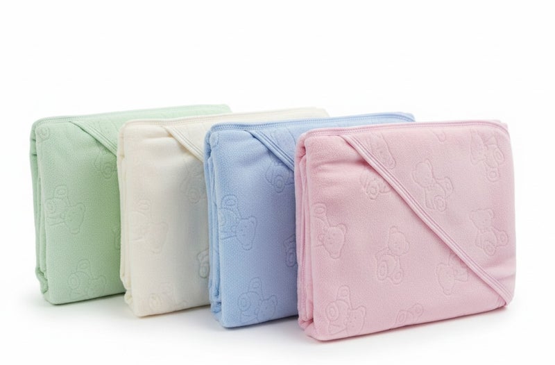 Lucky Kids Infant Plush Hooded Swaddle Wrap with Embossed Teddy Bear Detail - Image 2