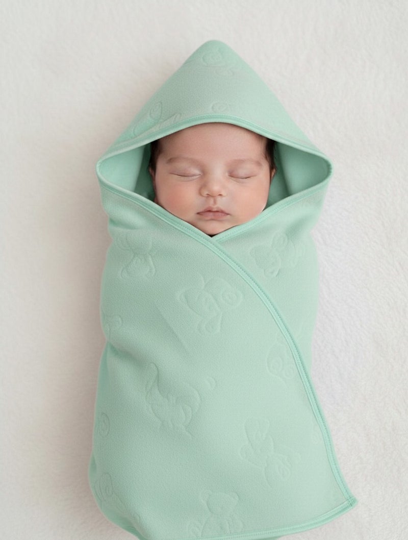 Lucky Kids Infant Plush Hooded Swaddle Wrap with Embossed Teddy Bear Detail - Image 4