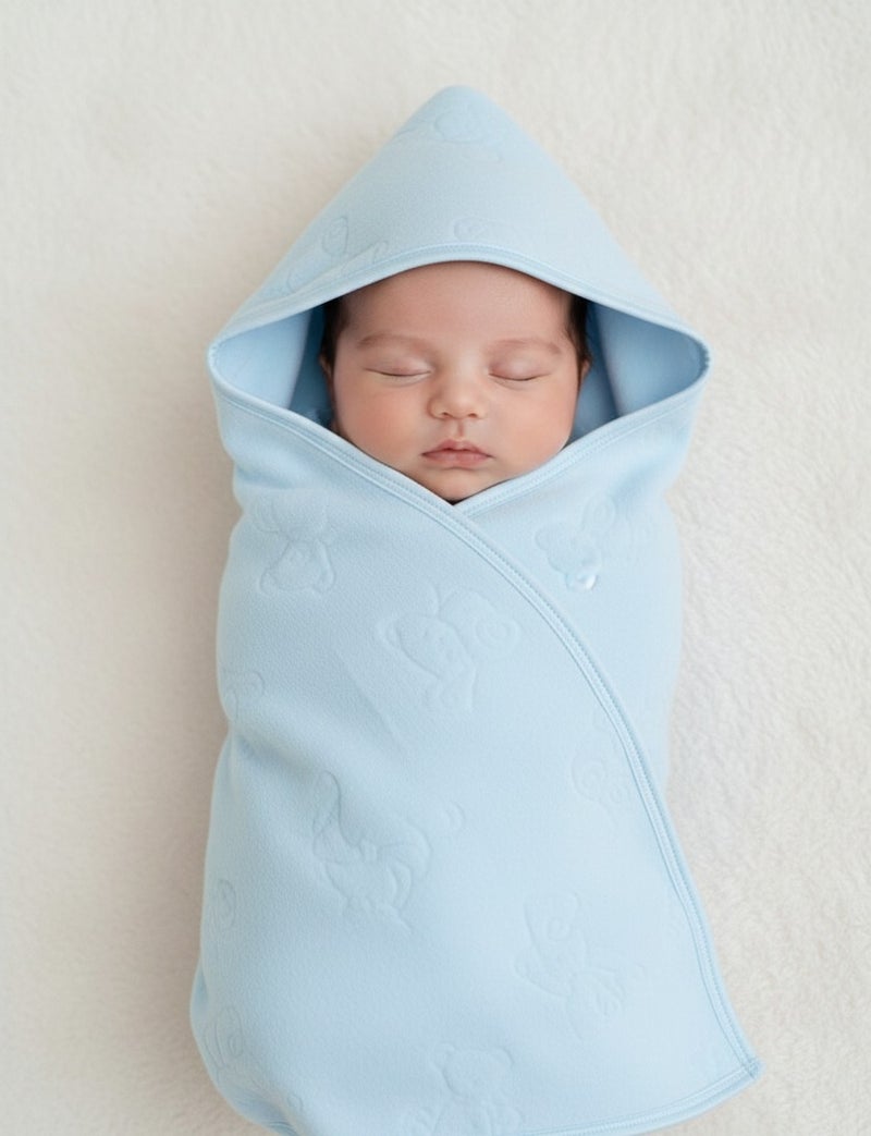 Lucky Kids Infant Plush Hooded Swaddle Wrap with Embossed Teddy Bear Detail - Image 5