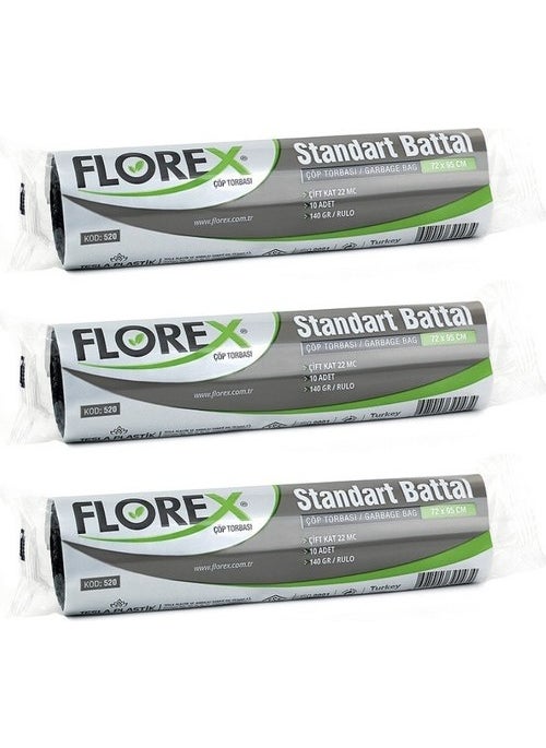 Florex - Standard King Size Garbage Bag Black 72 x 95 cm 3 x 10 Packs - Image 1