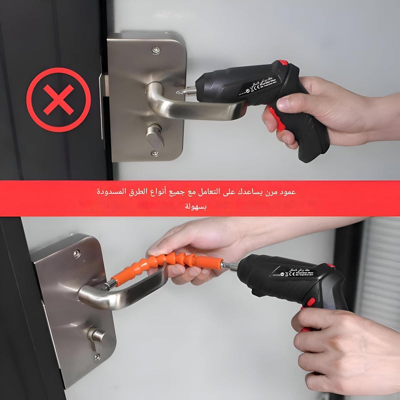Electric Screwdriver Kit - Featuring 45 bits and 8 socket wrenches, 90-degree swivel handle, 1800mAh battery, LED lighting, and USB charging for efficient, cordless precision tasks. - Image 5