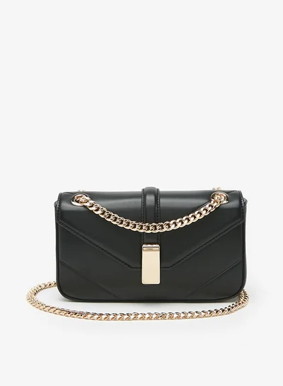Celeste Women's Solid Crossbody Bag with Chain Strap and Flap Closure