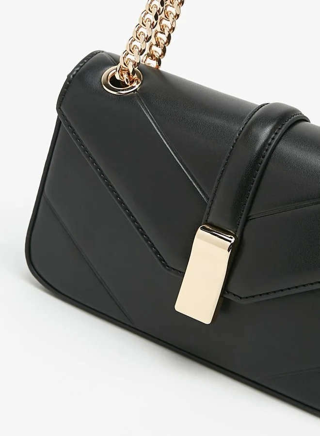 Celeste Women's Solid Crossbody Bag with Chain Strap and Flap Closure