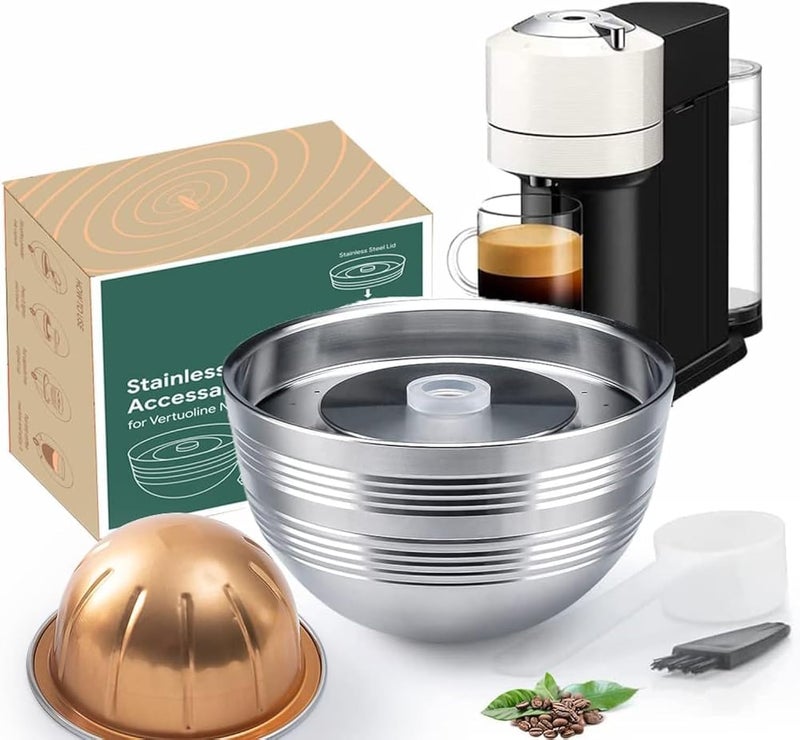 Sesama Stainless Steel Coffee Capsule Compatible for VERTUO NEXT & POP New Model & VertuoPlus &Delonghi ENV135S Machine Coffee Reusable Pods Holder For Vertuo Next Machine & POP (Single Pod) - Image 1