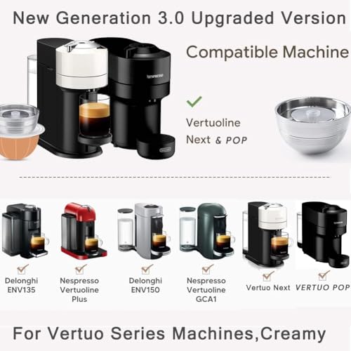 Sesama Stainless Steel Coffee Capsule Compatible for VERTUO NEXT & POP New Model & VertuoPlus &Delonghi ENV135S Machine Coffee Reusable Pods Holder For Vertuo Next Machine & POP (Single Pod) - Image 3