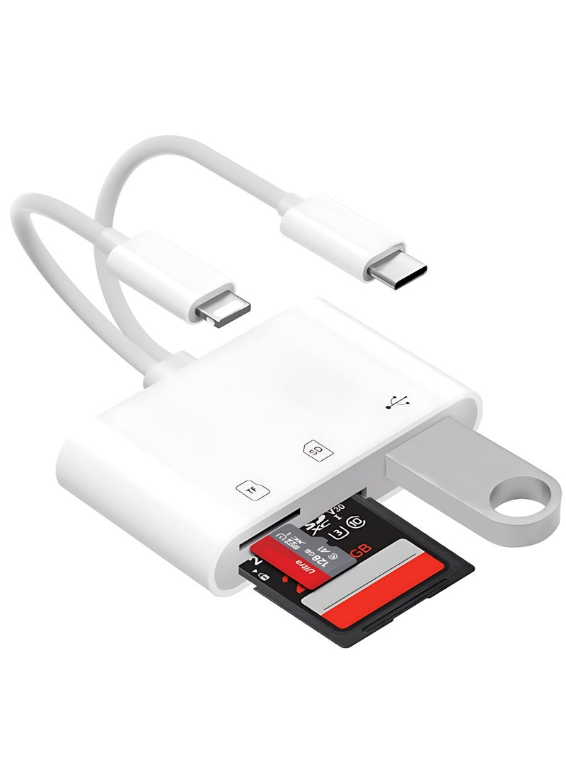 SD Card Reader for iPhone, 3-in-2 USB C MicroSD Card Reader, Micro SD to Type C Adapter Memory Card reader with SD/TF Card Slot, Camera Card Viewer SD Card reader for iPad/Huawei/iPhone 15​ - Image 1