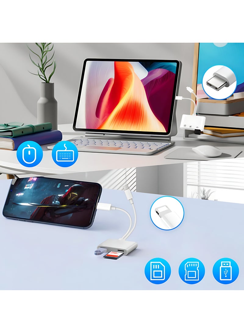 SD Card Reader for iPhone, 3-in-2 USB C MicroSD Card Reader, Micro SD to Type C Adapter Memory Card reader with SD/TF Card Slot, Camera Card Viewer SD Card reader for iPad/Huawei/iPhone 15​ - Image 2