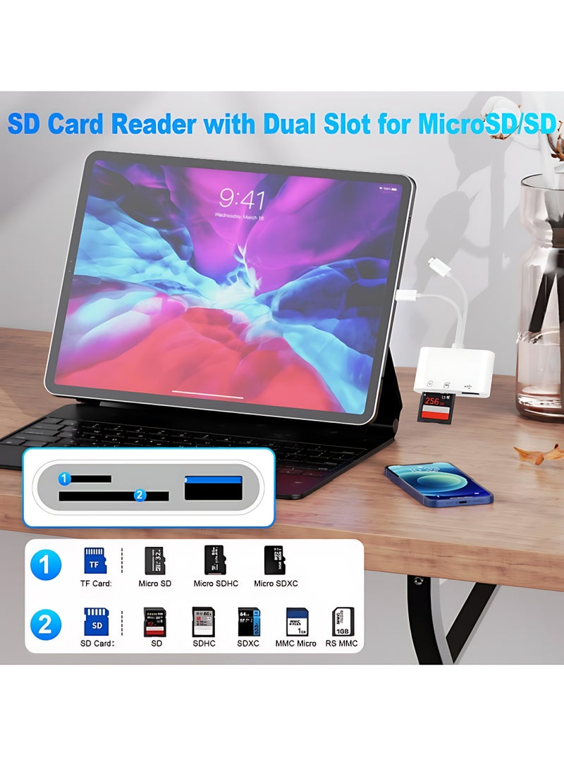 SD Card Reader for iPhone, 3-in-2 USB C MicroSD Card Reader, Micro SD to Type C Adapter Memory Card reader with SD/TF Card Slot, Camera Card Viewer SD Card reader for iPad/Huawei/iPhone 15​ - Image 4