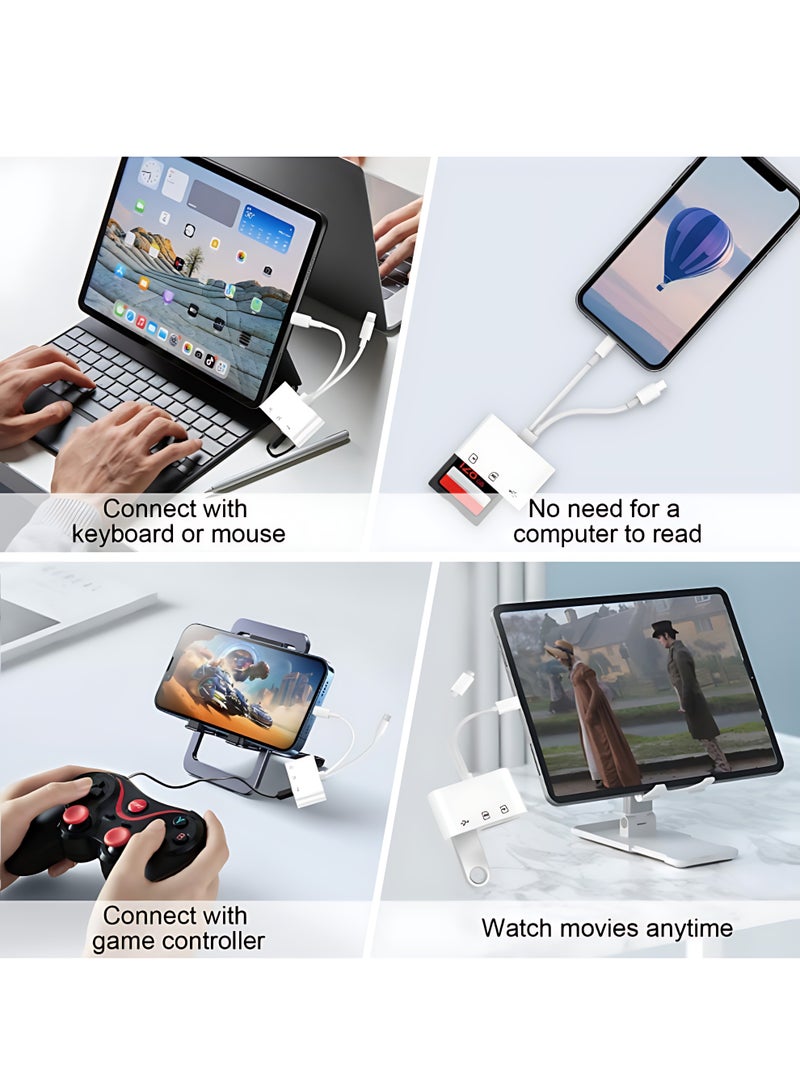 SD Card Reader for iPhone, 3-in-2 USB C MicroSD Card Reader, Micro SD to Type C Adapter Memory Card reader with SD/TF Card Slot, Camera Card Viewer SD Card reader for iPad/Huawei/iPhone 15​ - Image 5