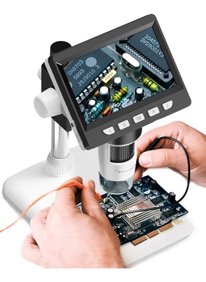 ماركة غير محددة - مجهر رقمي بشاشة مايكروسكوب  LCD 4.3 50X - 1000X مع 8 مصابيح LED قابلة للتعديل، مجهر USB لويندوز/MacOS، - Image 1