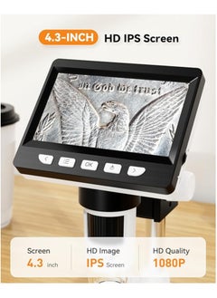 ماركة غير محددة مجهر رقمي بشاشة مايكروسكوب  LCD 4.3 50X - 1000X مع 8 مصابيح LED قابلة للتعديل، مجهر USB لويندوز/MacOS،  - Image 4