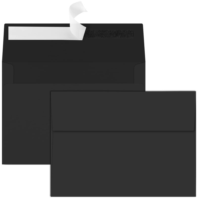 Joyberg 50 Packs 5x7 Envelopes, A7 5x7 Envelopes for Invitations, Printable Invitation Envelopes Self Seal for Weddings, Invitations, Photos, Greeting Cards, Mailing (Black) - Image 1