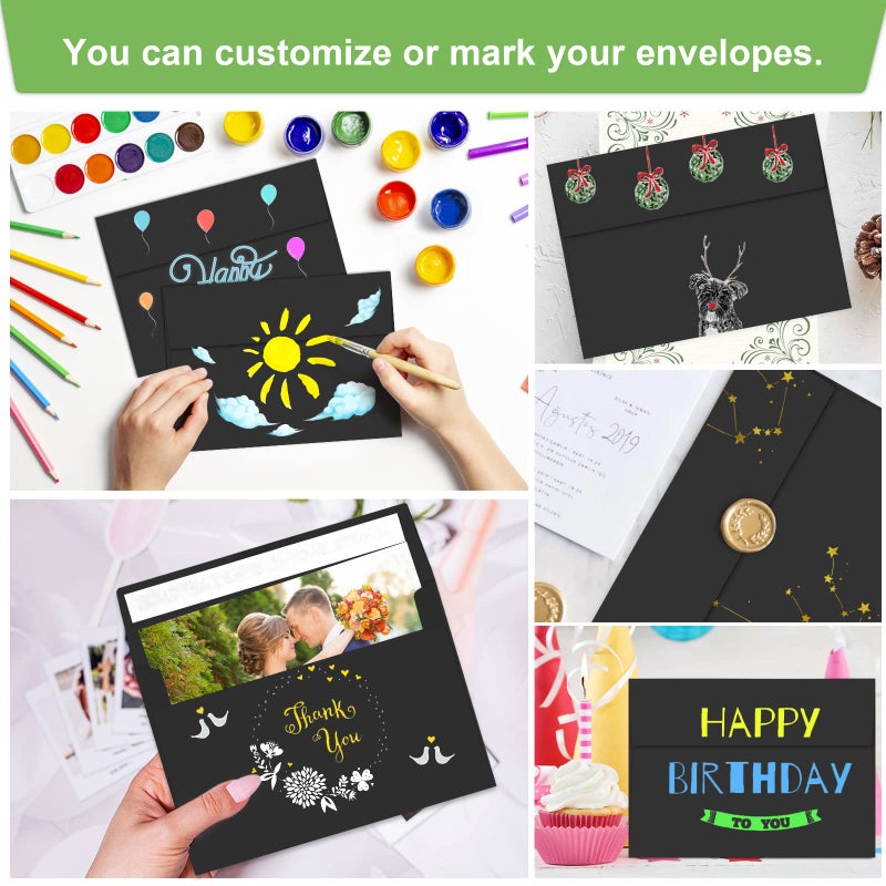 Joyberg 50 Packs 5x7 Envelopes, A7 5x7 Envelopes for Invitations, Printable Invitation Envelopes Self Seal for Weddings, Invitations, Photos, Greeting Cards, Mailing (Black) - Image 5