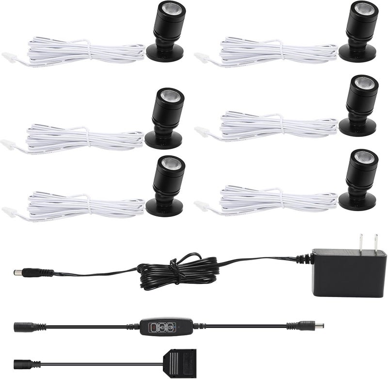 Taysing LED Spot Light Indoor Little Mini Spotlight Accent Lights for Display, Paintings, Pictures, Plants, Jewelry, Shelves, Cabinets, Posters, Showcase(ColdWhite 6 Pack Dimming&Timing) - Image 1