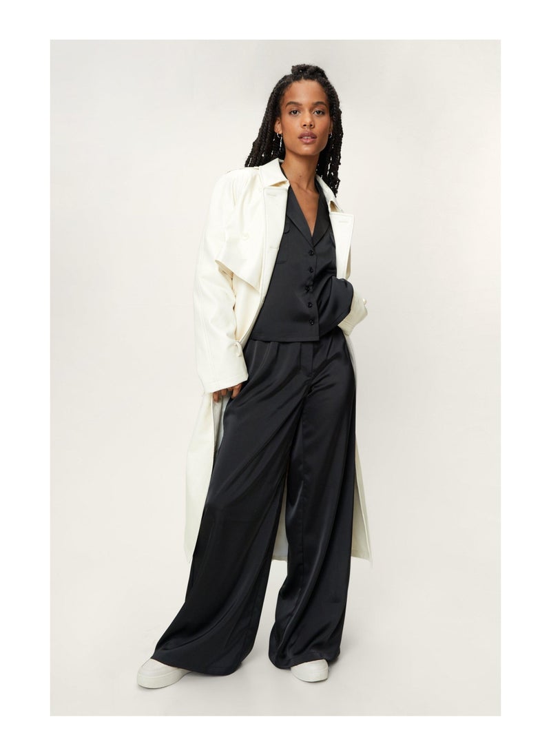 NASTY GAL - Petite Satin Wide Leg Coord Trouser - Image 1