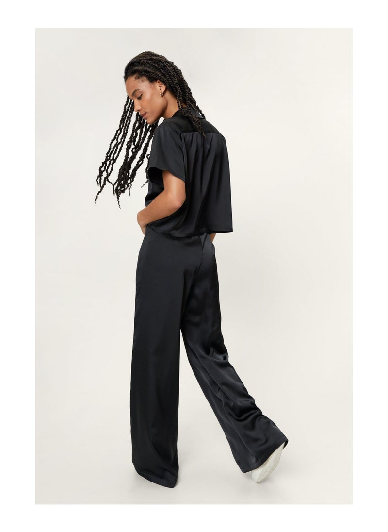 NASTY GAL - Petite Satin Wide Leg Coord Trouser - Image 1