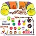 Retro Shaw 33Pcs Cat Toys Large Cat Tunnels with Toys Interactive Kitten Toys for Indoor Cats Kitty Collapsible Cat Tube Tent Feather Wand Teaser Bell Fuzzy Ball Crinkly Springs Mouse - Image 3