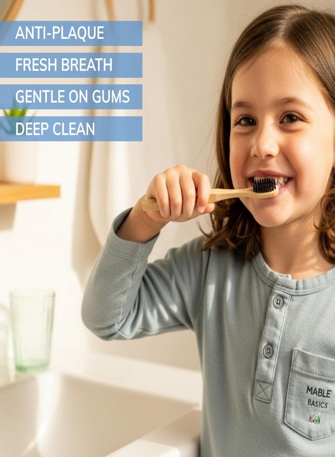 MABLE Four Pack Basics Bamboo Toothbrush for Adult | Soft Bristle Natural Wood Toothbrushes | Eco-Friendly, BPA Free, Compostable Bamboo Handle - Image 4