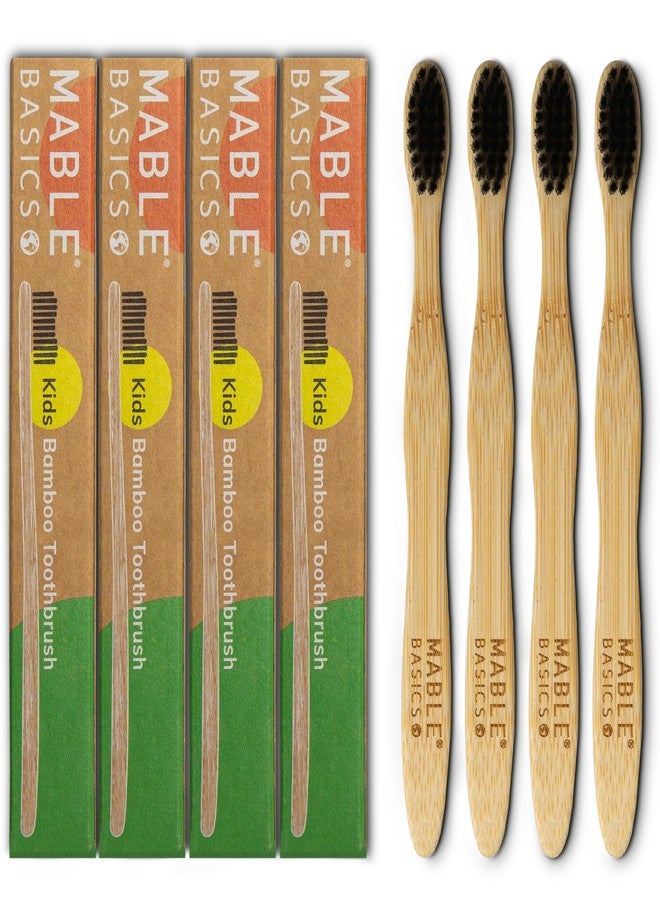 MABLE Four Pack Basics Bamboo Toothbrush for Adult | Soft Bristle Natural Wood Toothbrushes | Eco-Friendly, BPA Free, Compostable Bamboo Handle - Image 1