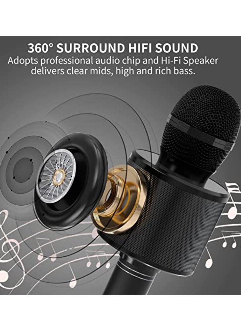 DIGI CORE - Kids Microphone Wireless Bluetooth Karaoke Microphone Portable Handheld Karaoke Mic Speaker Machine For Home Party Birthday For All Smartphones Karaoke Machine Toys For Boys & Girls WS-858 Black - Image 1