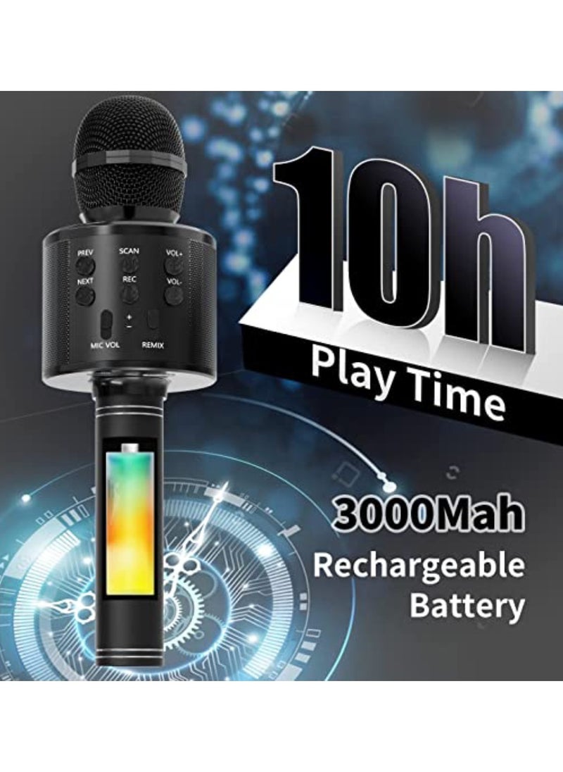 DIGI CORE - Kids Microphone Wireless Bluetooth Karaoke Microphone Portable Handheld Karaoke Mic Speaker Machine For Home Party Birthday For All Smartphones Karaoke Machine Toys For Boys & Girls WS-858 Black - Image 1