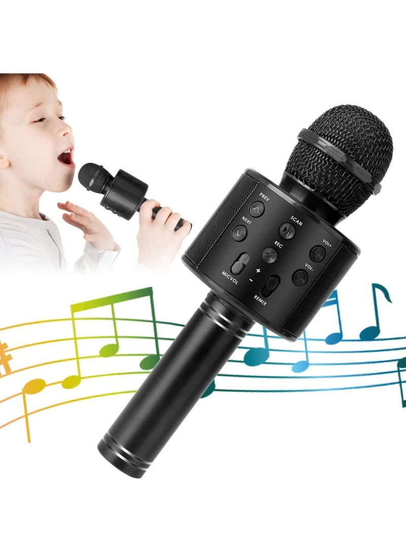 DIGI CORE - Kids Microphone Wireless Bluetooth Karaoke Microphone Portable Handheld Karaoke Mic Speaker Machine For Home Party Birthday For All Smartphones Karaoke Machine Toys For Boys & Girls WS-858 Black - Image 1