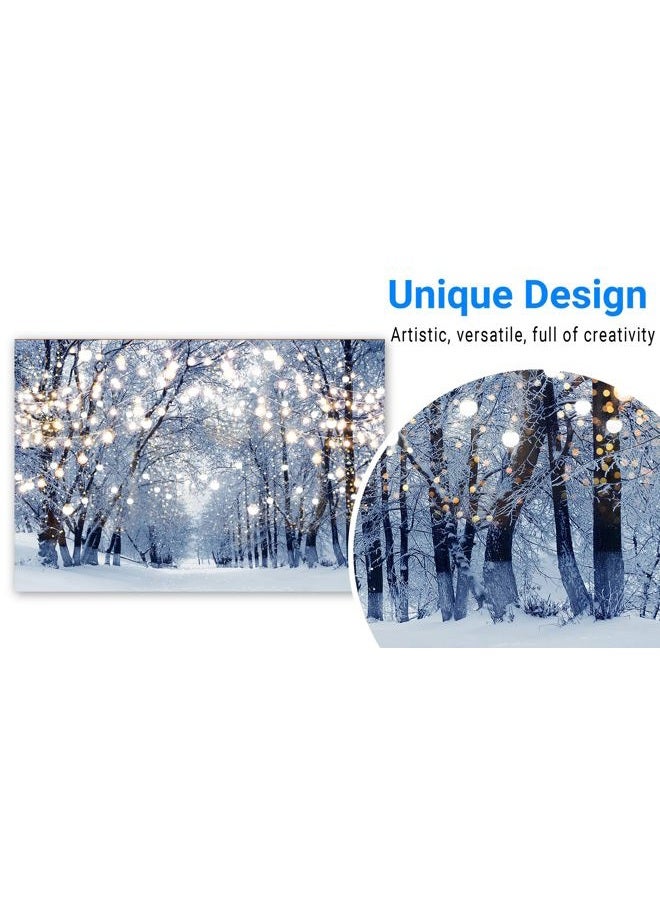 Funnytree 7x5ft Winter Scene Backdrop Wonderland Snowflake Photography Background Bokeh Glitter White Snow Forest Christmas Party Decoration Tree Landscape Kids Photobooth Photo Studio Props - Image 3