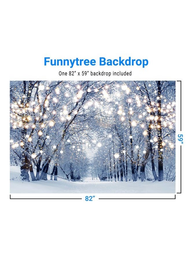 Funnytree 7x5ft Winter Scene Backdrop Wonderland Snowflake Photography Background Bokeh Glitter White Snow Forest Christmas Party Decoration Tree Landscape Kids Photobooth Photo Studio Props - Image 4