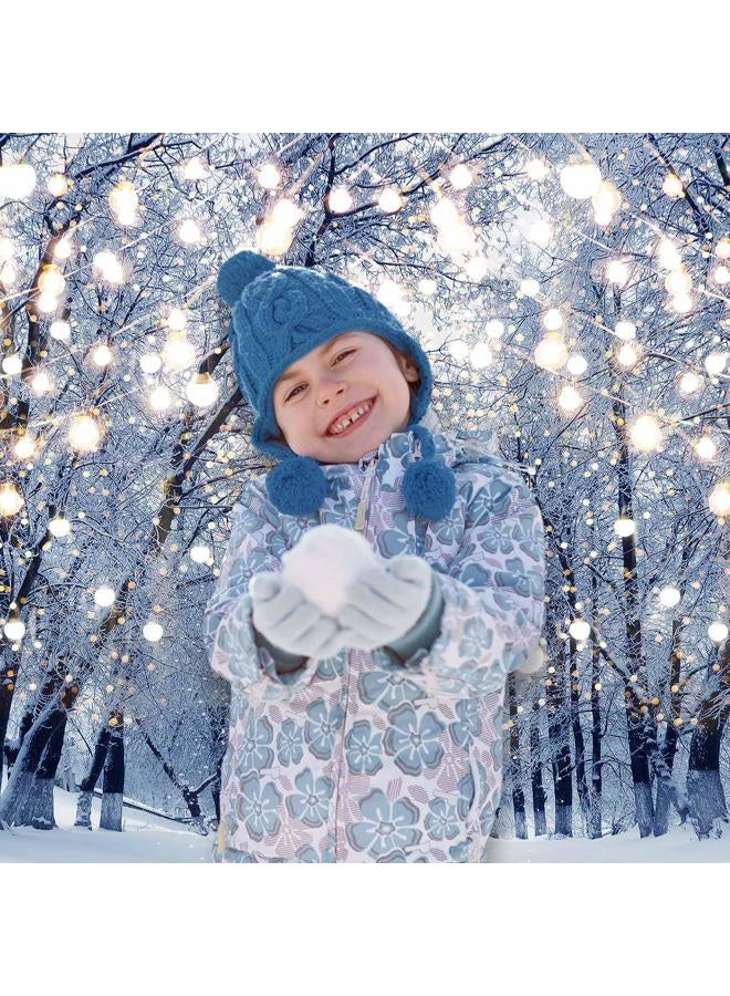 Funnytree 7x5ft Winter Scene Backdrop Wonderland Snowflake Photography Background Bokeh Glitter White Snow Forest Christmas Party Decoration Tree Landscape Kids Photobooth Photo Studio Props - Image 2