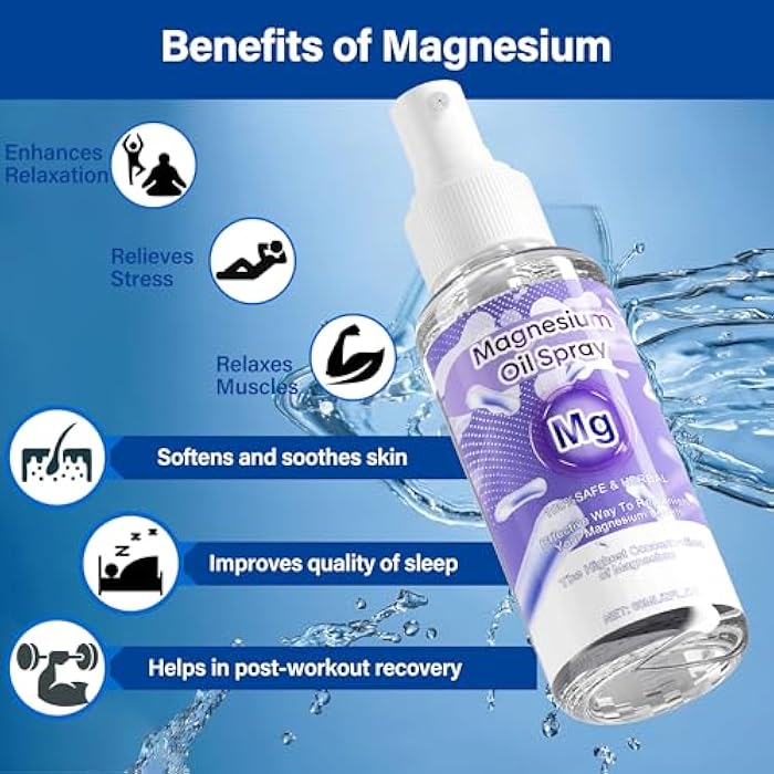 CHAMEX Magnesium Oil Spray, 60Ml 100% Pure Organic Magnesium Oil Spray Skin & Body Extra Strength, Magical Magnesium Skin for Feet, Sleep, Relax, Easy to Absorb and Use - Image 2