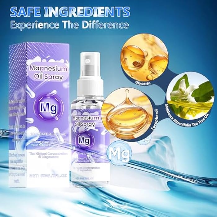 CHAMEX Magnesium Oil Spray, 60Ml 100% Pure Organic Magnesium Oil Spray Skin & Body Extra Strength, Magical Magnesium Skin for Feet, Sleep, Relax, Easy to Absorb and Use - Image 4