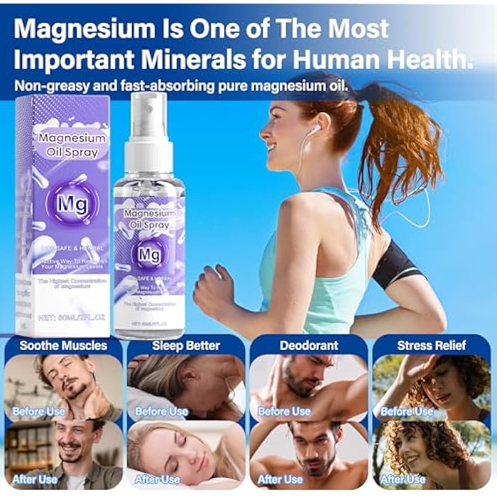 CHAMEX Magnesium Oil Spray, 60Ml 100% Pure Organic Magnesium Oil Spray Skin & Body Extra Strength, Magical Magnesium Skin for Feet, Sleep, Relax, Easy to Absorb and Use - Image 5