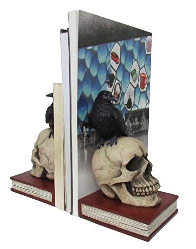 DWK Evil Omen Raven On Skull Perch Decorative Bookend Set - Image 4