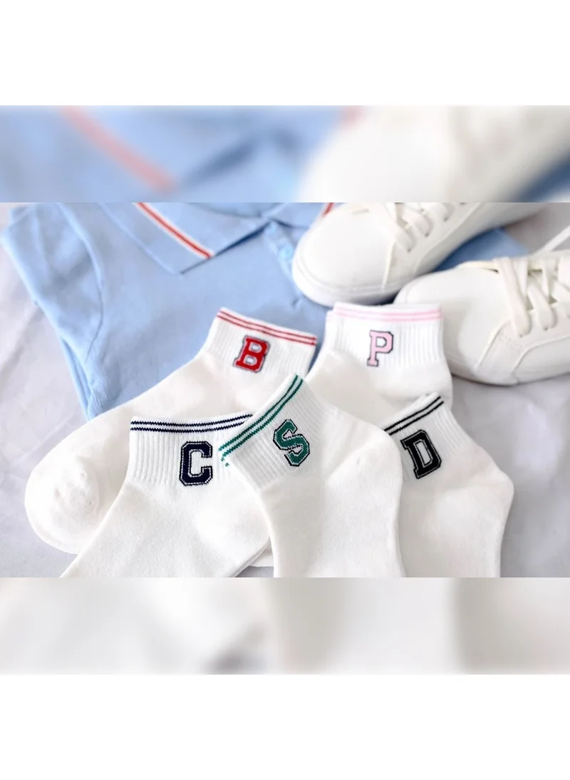 اوزي سوكس 5 Pairs Striped Letter College Women's Socks