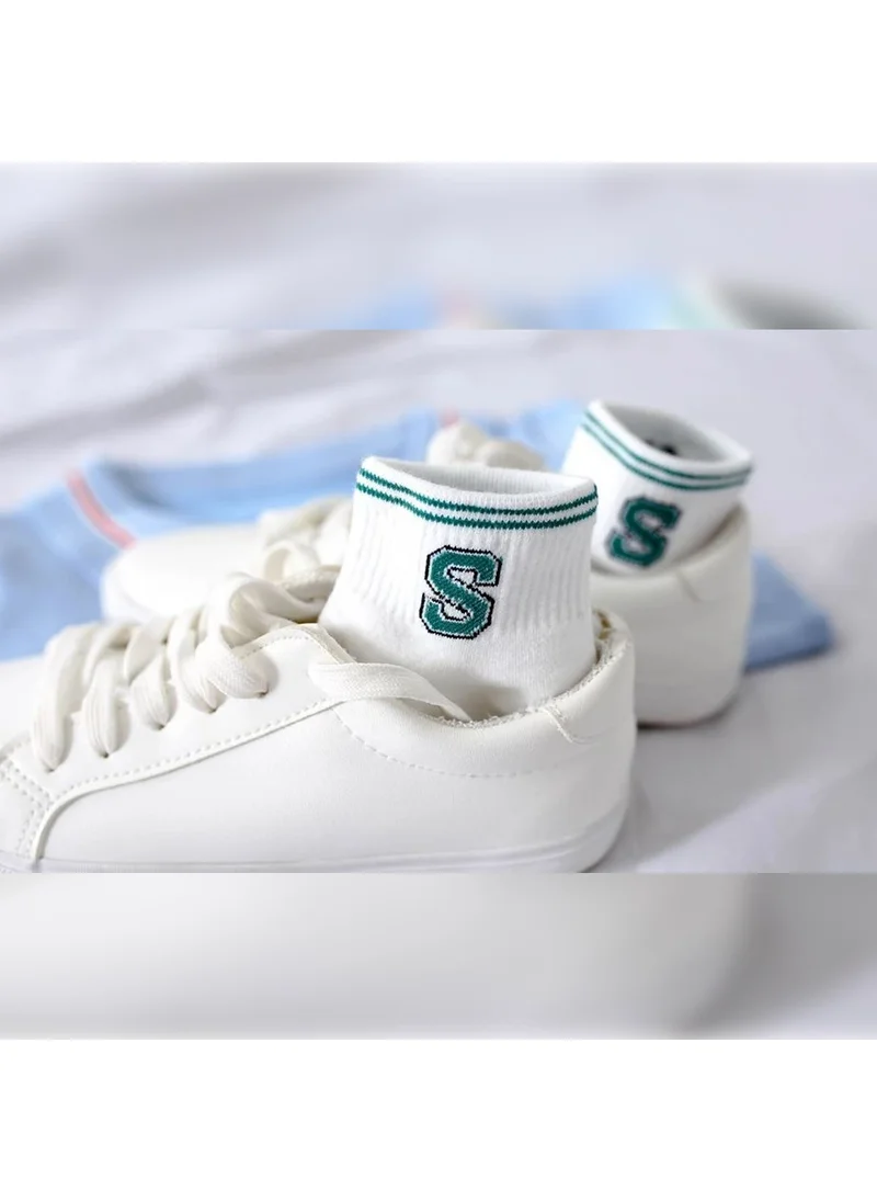 اوزي سوكس 5 Pairs Striped Letter College Women's Socks