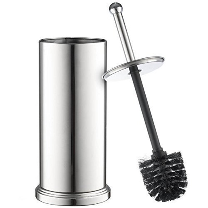 Home-it Toilet Bowl Brush and Holder Set - Chrome Tall Toilet Bowl Cleaner Brush with Lid, Great Bathroom Toilet Scrubber Brush - Image 1