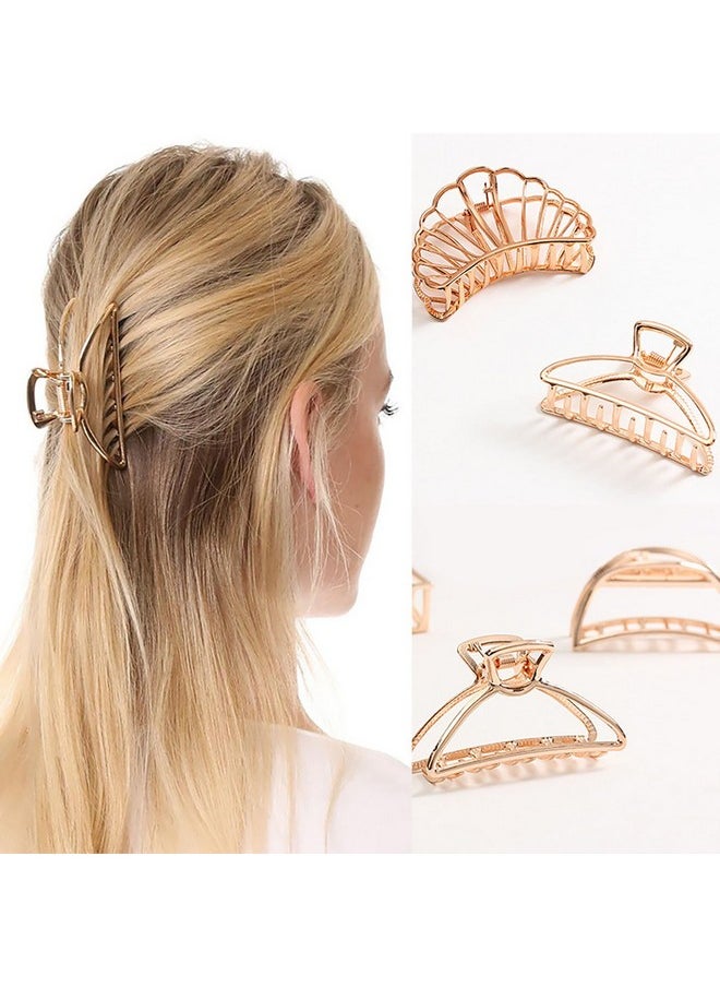 Fodattm Vintage Metal Hair Claw Hair Jaw Clips Hair Clamp Accessories For Women (Semicircle Rose Gold)  - Image 5
