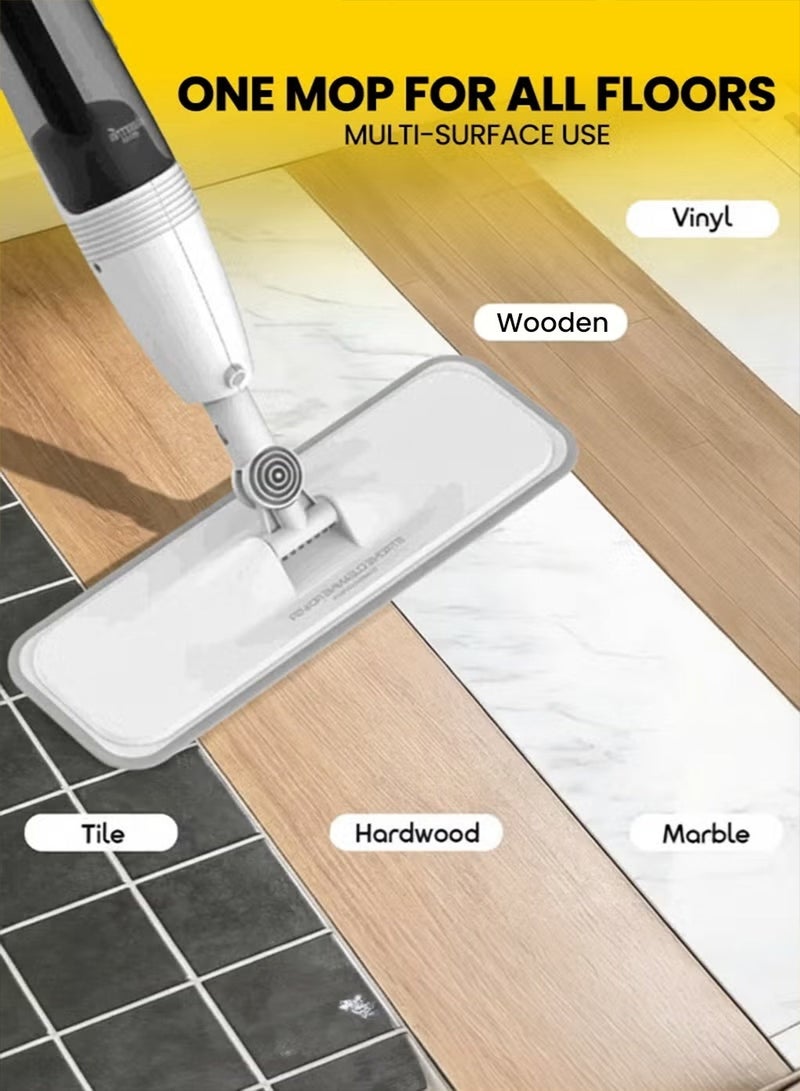 Deerma Spray Mop and Floor Mop with 3 Pieces Washable Microfiber Pads-Cleaning Mop with 350ML Refillable Water Tank 360° Rotating Mops for Home and Kitchen TB500- White - Image 3
