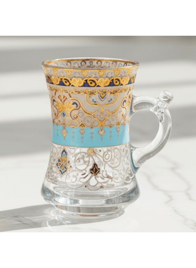 ماي فلاور طقم شاي وقهوة مايفلاور 29 قطعة، مصنوع من السيراميك والزجاج، بتصميم عربي أنيق، فضي مع أخضر - Image 5