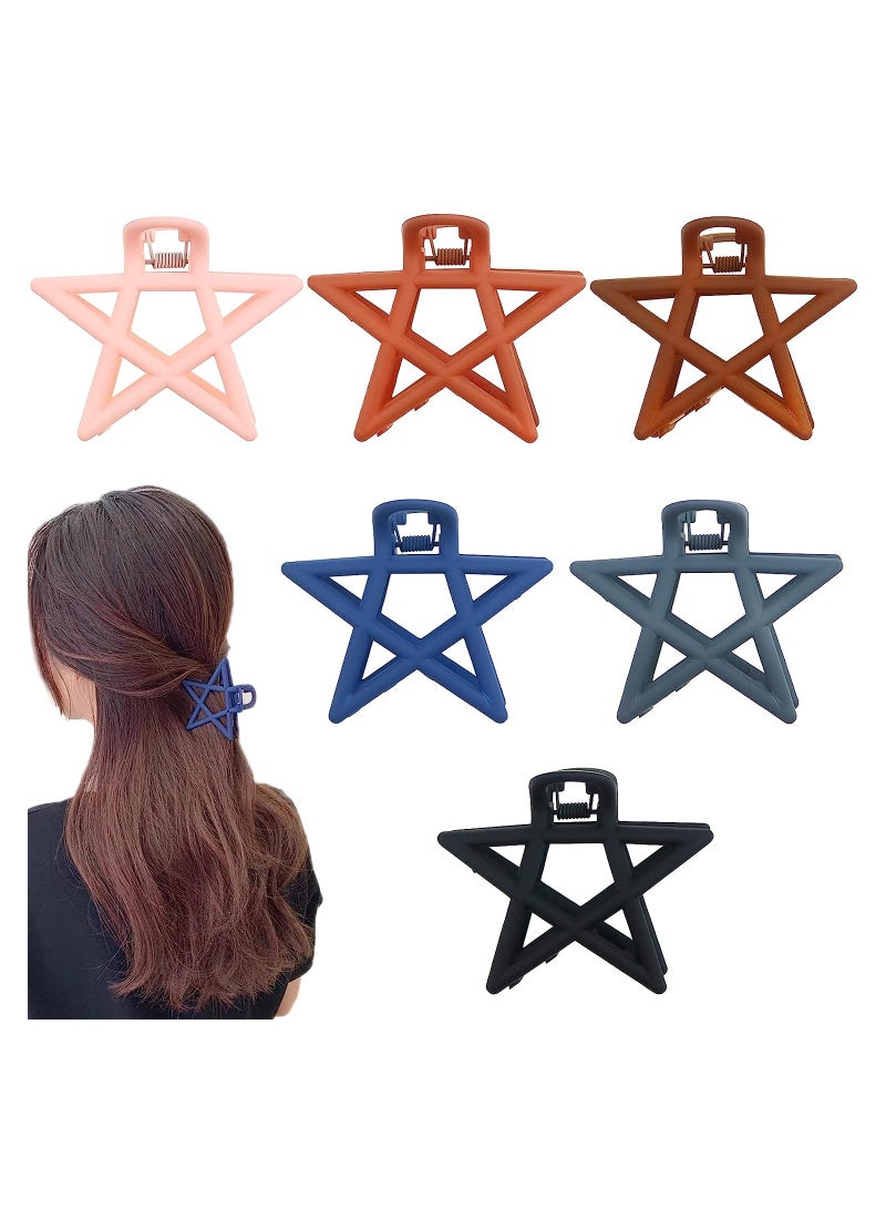 Excefore Hair Claw Clips for Women, 6 Pcs Large Hollow Star Hair Clips for Thick Hair, 2.9Inch Star Hair Jaw Clamp Non-Slip Hair Catch Barrettes Jaw Clamps for Women Girls Hair Accessories, Hair Styling Gift - Image 1