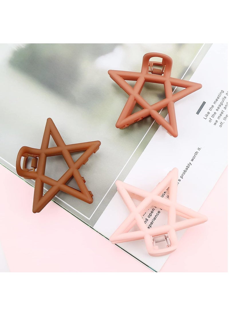 Excefore Hair Claw Clips for Women, 6 Pcs Large Hollow Star Hair Clips for Thick Hair, 2.9Inch Star Hair Jaw Clamp Non-Slip Hair Catch Barrettes Jaw Clamps for Women Girls Hair Accessories, Hair Styling Gift - Image 2