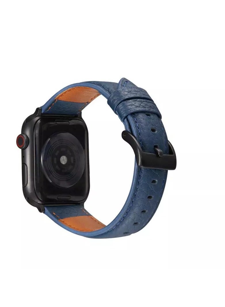 HEXABEX Apple Watch Leather band Compatible with 42mm(Series 10)/41mm/40mm/38mm, Apple Watch Leather Strap for Apple Watch All Series Compatible with 42mm(Series 10)/41mm/40mm/38mm Blue 